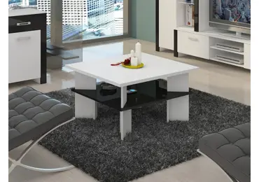 Konferenční stolek SENTANI I, bílá/černý lesk