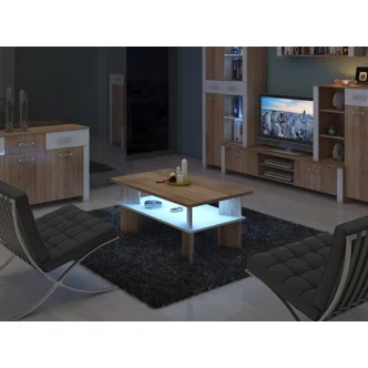 Konferenční stolek SENTANI II, dub sonoma/bílý lesk, 5 let záruka