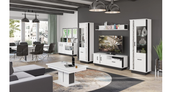 Konferenční stolek SIGOURNEY, bílá/černá