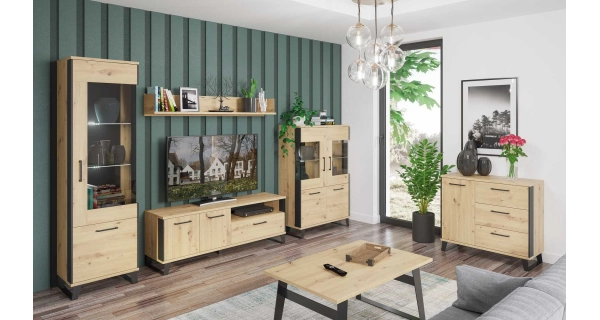 Konferenční stolek SOMONI, dub artisan/černá