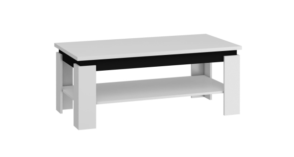 Konferenční stolek STEKIM, bílá/černý lesk, 5 let záruka
