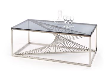 Konferenční stolek STROUD A, kouřové sklo/stříbrná