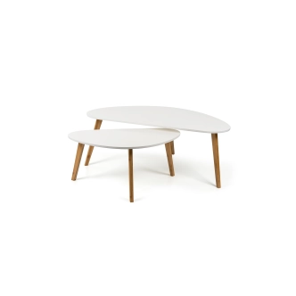 Konferenční stolek TERELXER 85, bílá/bambus
