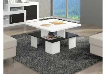 Konferenční stolek TRAFALGAR A, bílá/černý lesk