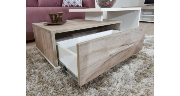 Konferenční stolek UNCARINA, dub šedý/bílá