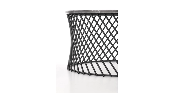 Konferenční stolek URVIK, šedý mramor/černá