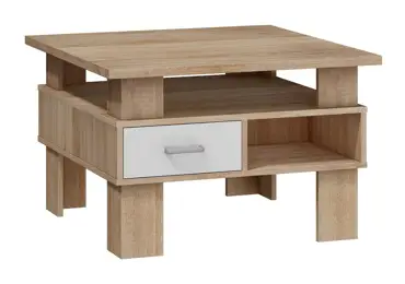 Konferenční stolek USMAT, dub sonoma/bílý lesk
