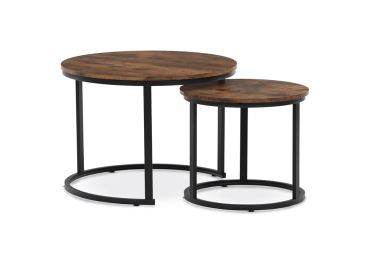 Konferenční stolek VOLLO - set 2 ks, dekor staré dřevo, černý kov