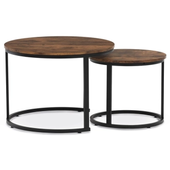 Konferenční stolek VOLLO - set 2 ks, dekor staré dřevo, černý kov