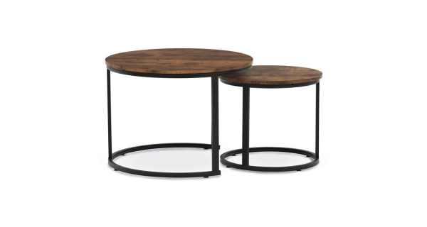 Konferenční stolek VOLLO - set 2 ks, dekor staré dřevo, černý kov