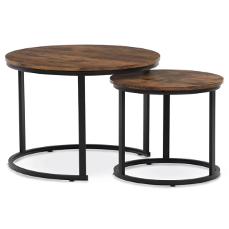 Konferenční stolek VOLLO - set 2 ks, dekor staré dřevo, černý kov