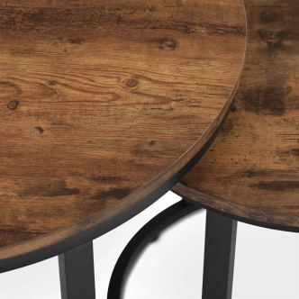 Konferenční stolek VOLLO - set 2 ks, dekor staré dřevo, černý kov