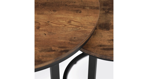 Konferenční stolek VOLLO - set 2 ks, dekor staré dřevo, černý kov