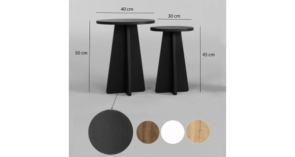 Konferenční stolek YORVER typ 2, černá - sada 2 ks