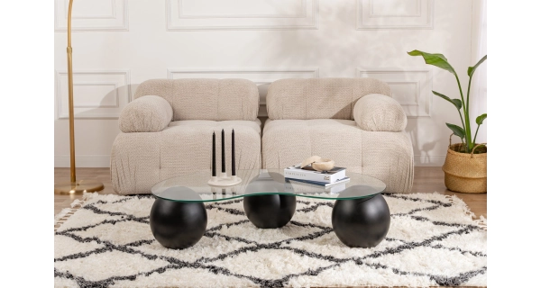 Konferenční stolek ZALMEN, černá/sklo