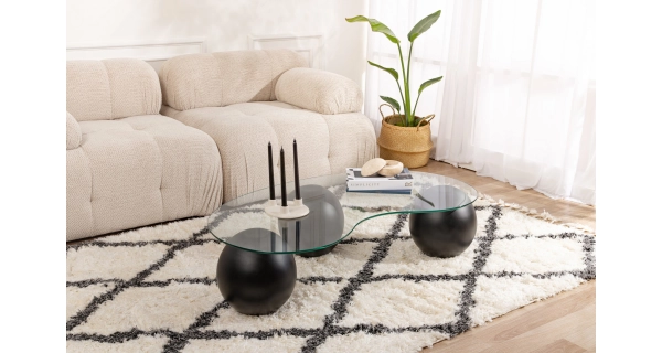 Konferenční stolek ZALMEN, černá/sklo