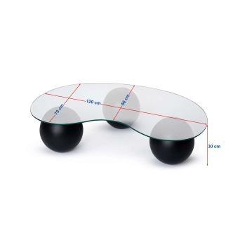 Konferenční stolek ZALMEN, černá/sklo