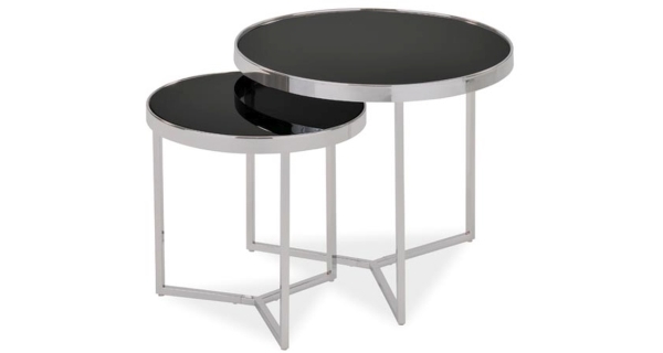 Konferenční stolky SILVANO 2 (2ks), kov/černé sklo