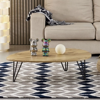 Konferenční stůl SELMARIS, dekor divoký dub, černý kov