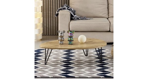 Konferenční stůl SELMARIS, dekor divoký dub, černý kov