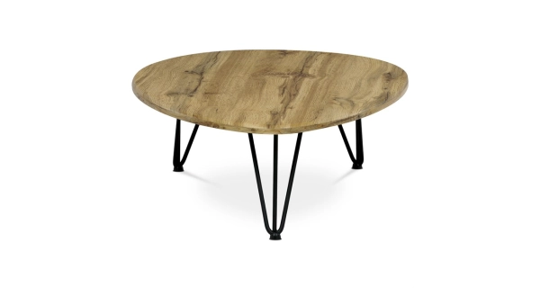 Konferenční stůl SELMARIS, dekor divoký dub, černý kov