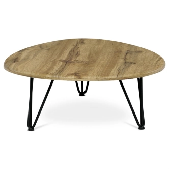 Konferenční stůl SELMARIS, dekor divoký dub, černý kov