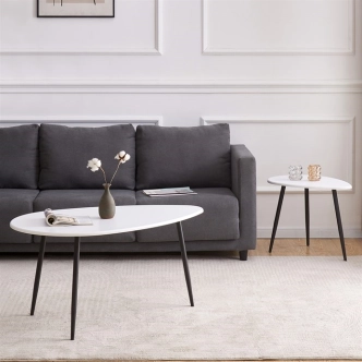 Konferenční stůl YELCARO, bílý/černý