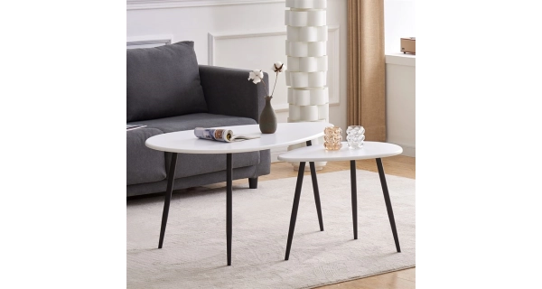 Konferenční stůl YELCARO, bílý/černý