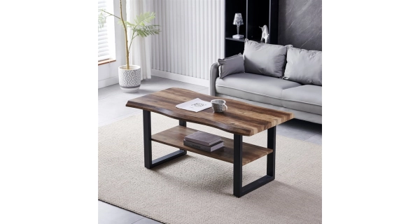 Konferenční stůl YORWELTOR, dekor staré dřevo, černý kov