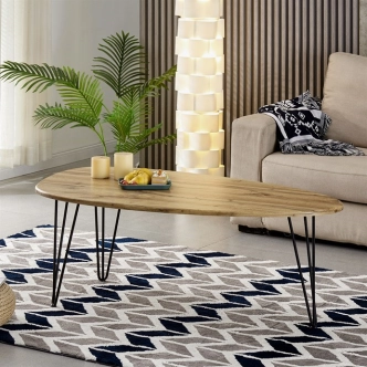 Konferenční stůl ZANLEKAL, dekor divoký dub, černý kov