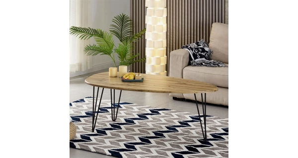 Konferenční stůl ZANLEKAL, dekor divoký dub, černý kov