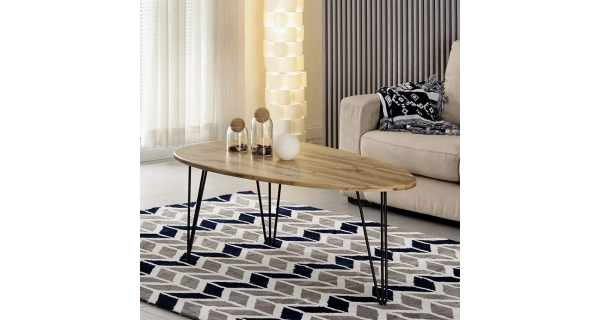 Konferenční stůl ZANLEKAL, dekor divoký dub, černý kov