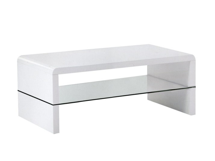 Levně BELITUNG konferenční stolek, bílý lesk/sklo