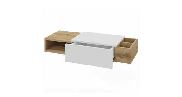 Konzolová police MEDEK, bílá/dub wotan