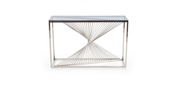 Konzolový stolek COYOTE, kouřové sklo/stříbrná