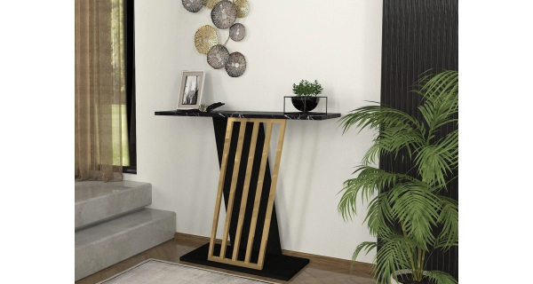 Konzolový stolek FAIRVIEW, černá/marble