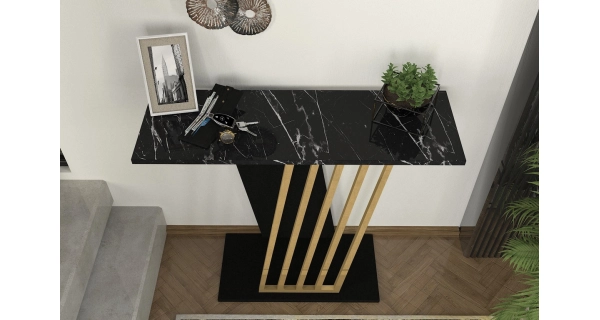 Konzolový stolek FAIRVIEW, černá/marble