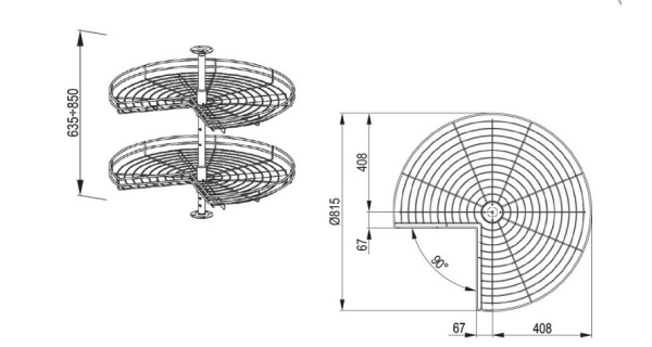 Koš do dolní rohové skříňky D12 90 