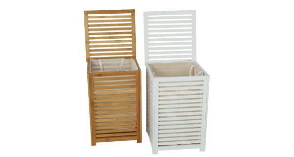 Koš na prádlo ETBASK, bílá/béžová