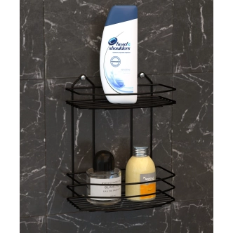 Koupelnová police, černá, 24 x 15 x 28 cm DOPRODEJ