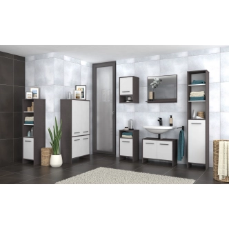 Koupelnová police se zrcadlem SPLIT 22, beton dunkel/bílá