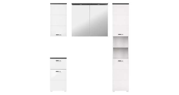 Koupelnová sestava ELZA s osvětlením, bílá/beton