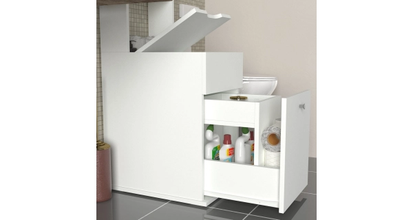 Koupelnová skříňka DAMSEL s regálem, bílá