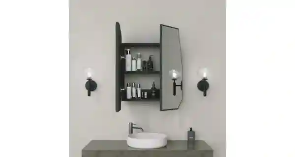 Koupelnová skříňka TREVEL se zrcadlem, černá