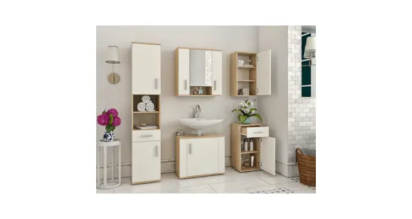 Koupelnová spodní skříňka SORVEN 03, dub sonoma/bílá