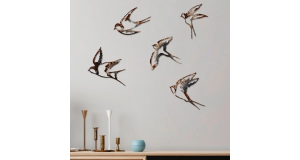 Kovová dekorace na zeď NN01665 - ptáci