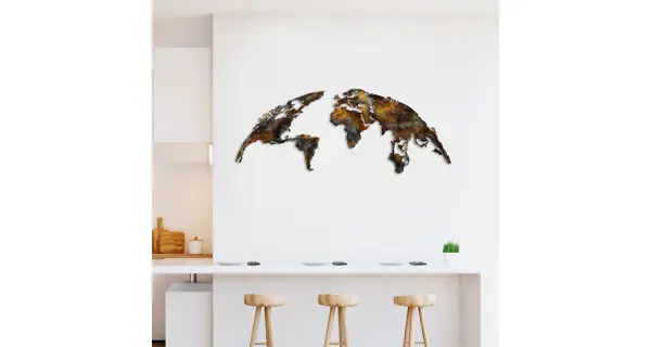 Kovová dekorace na zeď NN01677 - světadíly