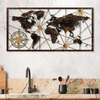 Kovová dekorace na zeď NN01680 - světadíly