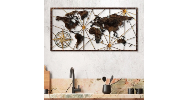 Kovová dekorace na zeď NN01680 - světadíly