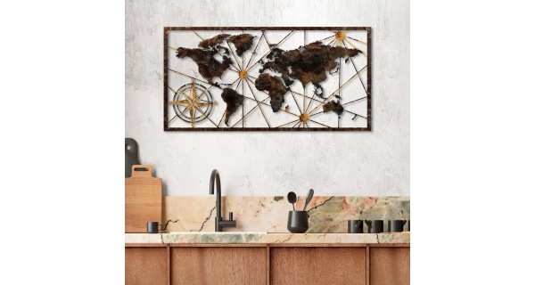 Kovová dekorace na zeď NN01680 - světadíly